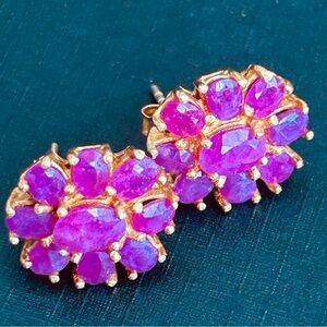 Elegant rubies and sterling silver with 14K gold overlay earrings